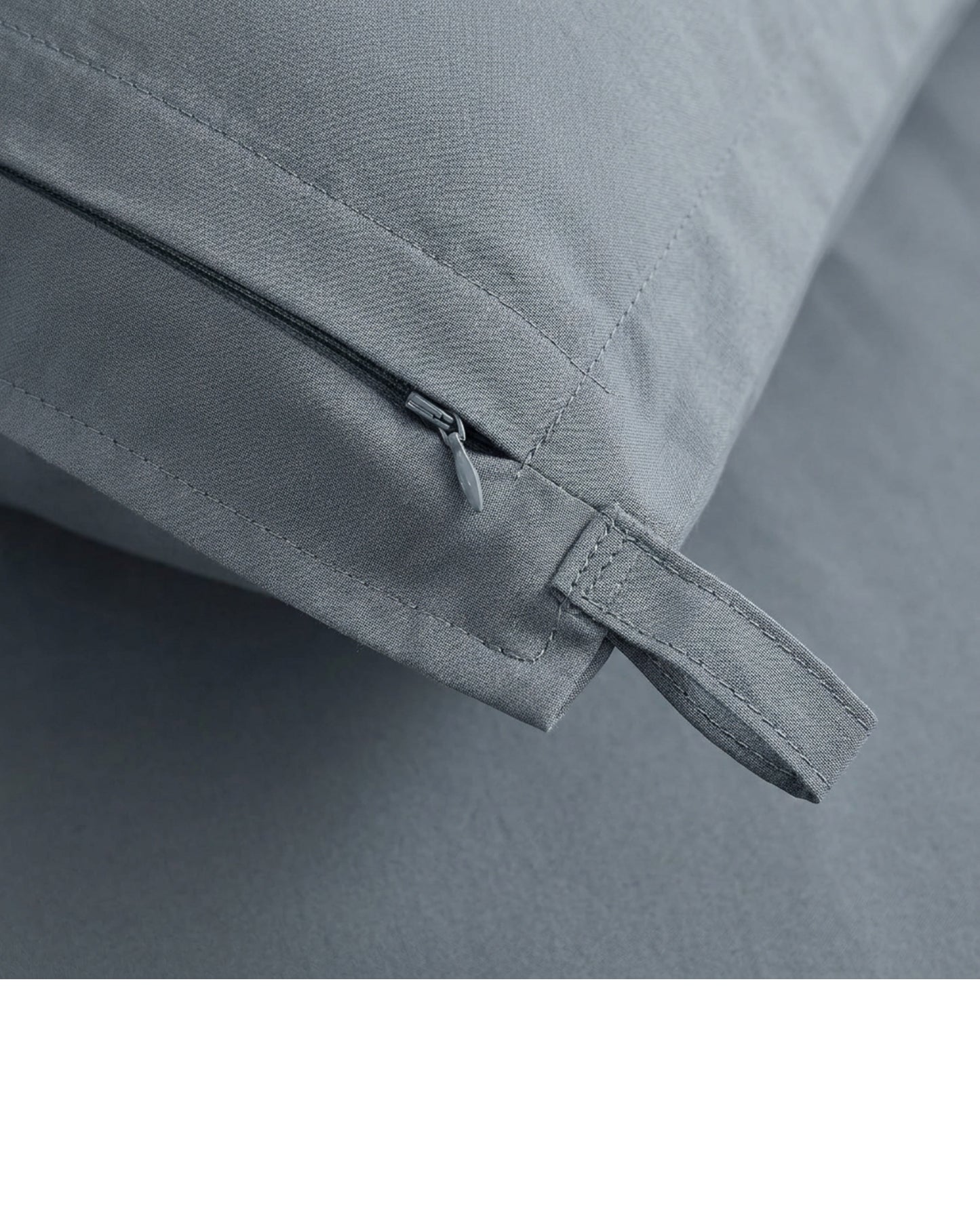Zovx Cotton Percale Duvet Cover Set Queen Slate 3 Piece - Detail view