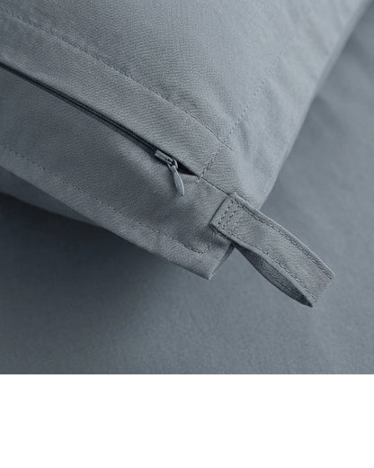 Zovx Cotton Percale Duvet Cover Set Queen Slate 3 Piece - Detail view