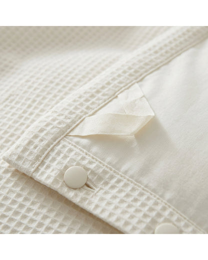 Zovx Waffle Duvet Cover Set King Ivory 3 Piece - Detail view